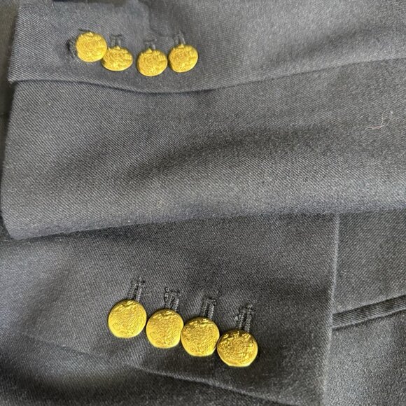 J. Crew Wool Blend Schoolboy Gold Buttons Blazer 10 Navy Blue Academia Preppy - Picture 8 of 13